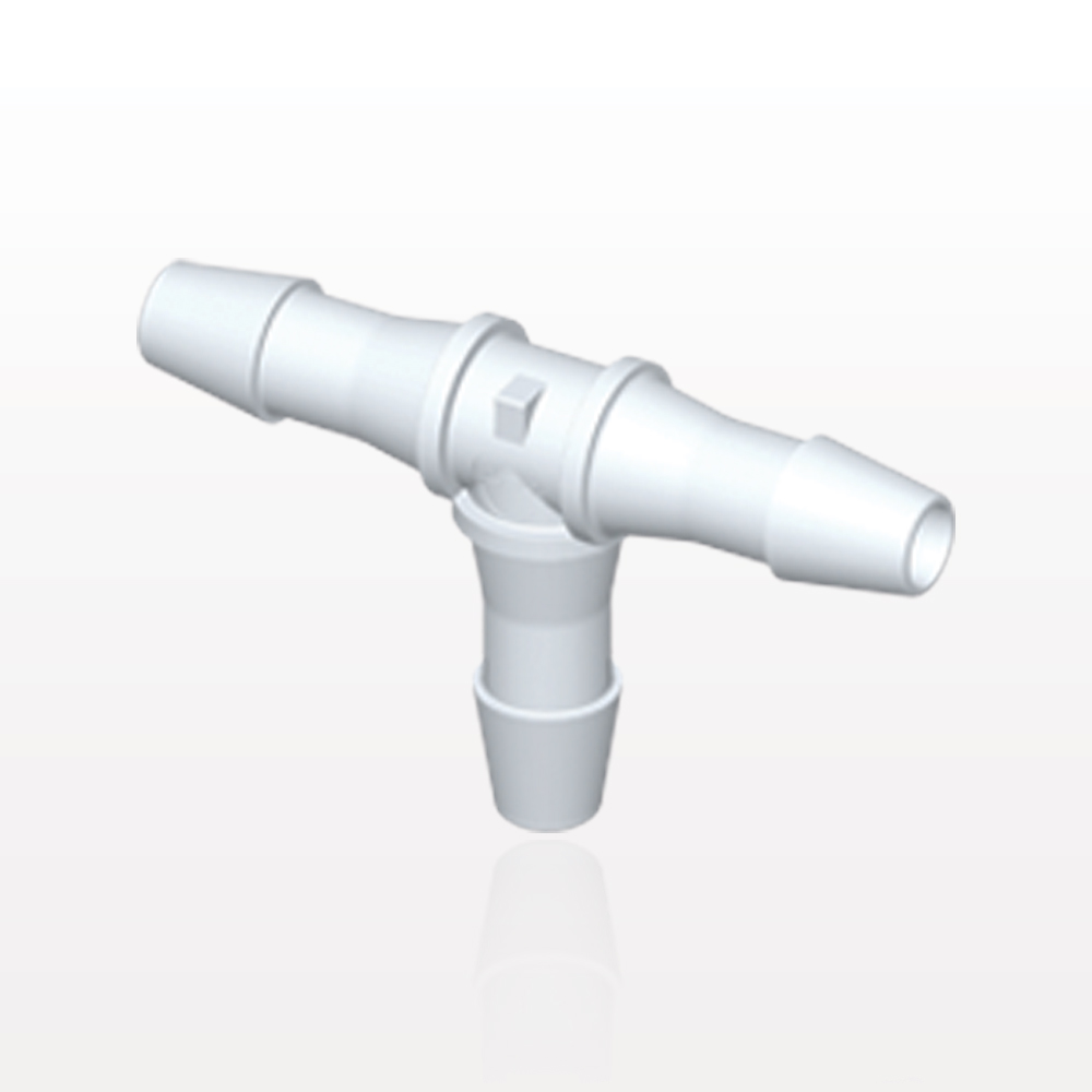 T Connector, Barbed, White, 100/Bag