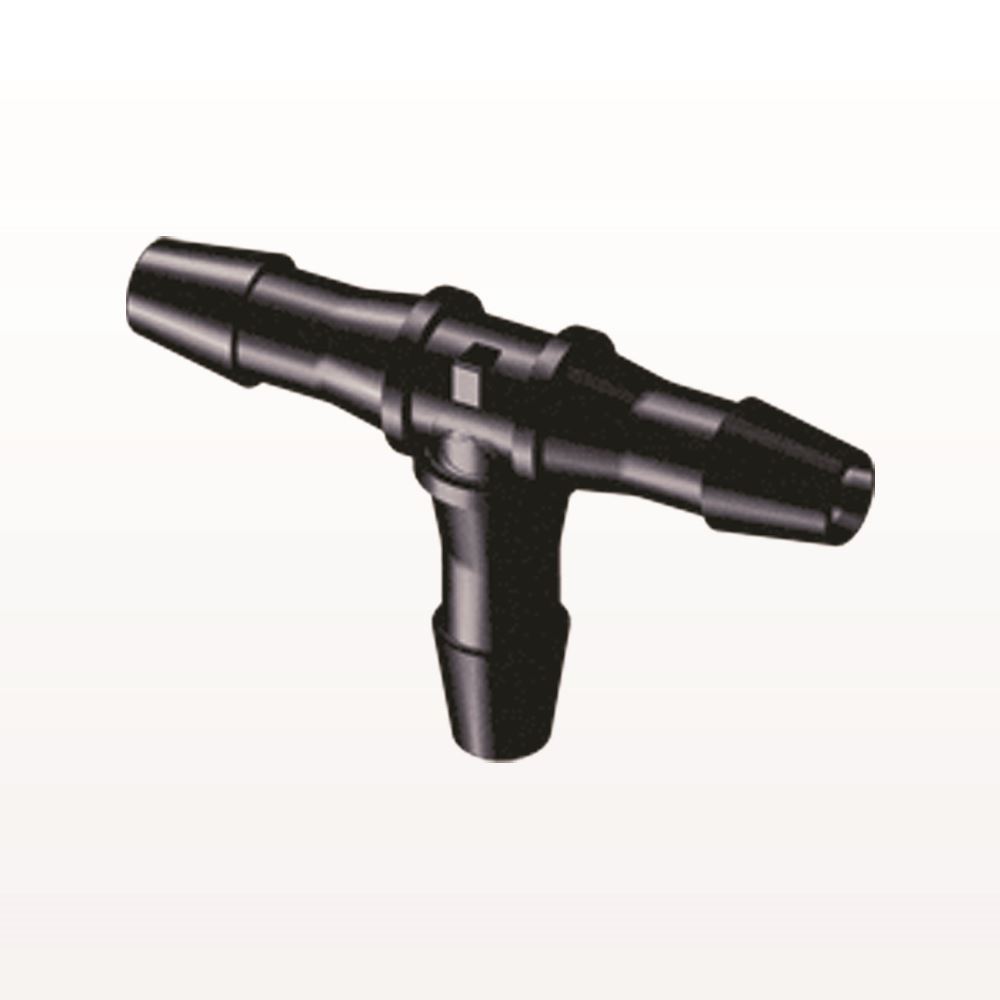 T Connector, Barbed, Black, 100/Bag
