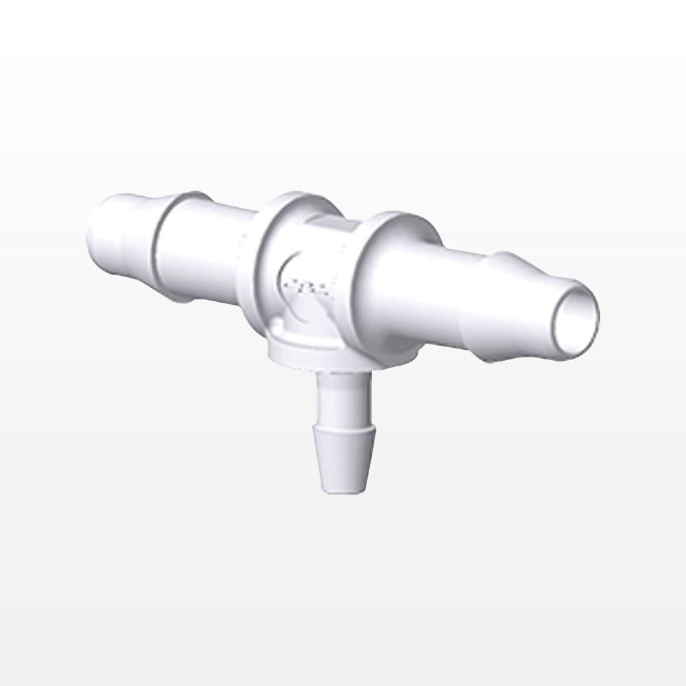 T Connector, Reducer, Barbed, White, 100/Bag