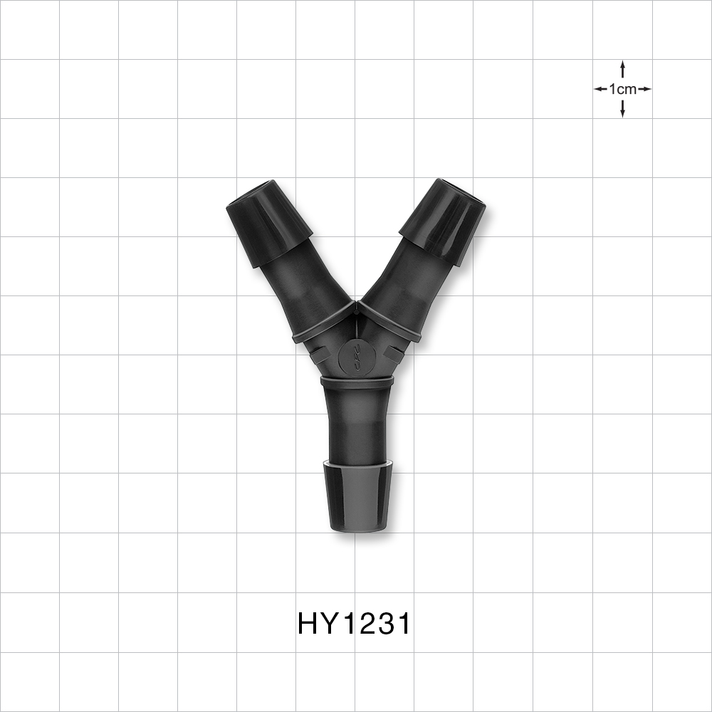 Y Connector, Barbed, Black, 100/Bag