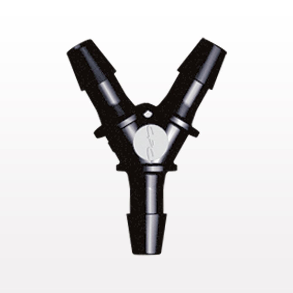 Y Connector, Barbed, Black, 100/Bag
