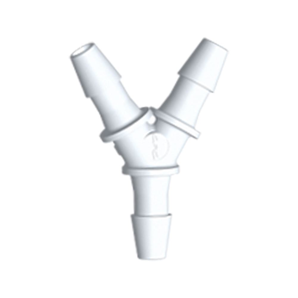 Y Connector, Barbed, White, 100/Bag