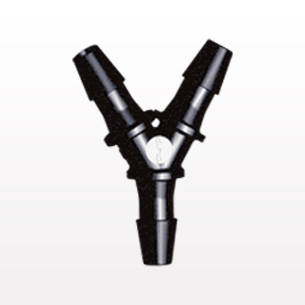 Y Connector, Barbed, Black, 100/Bag