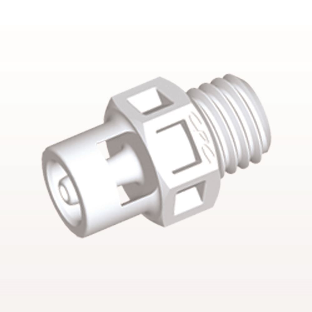 Threaded Connector, Barbed, White, 100/Bag