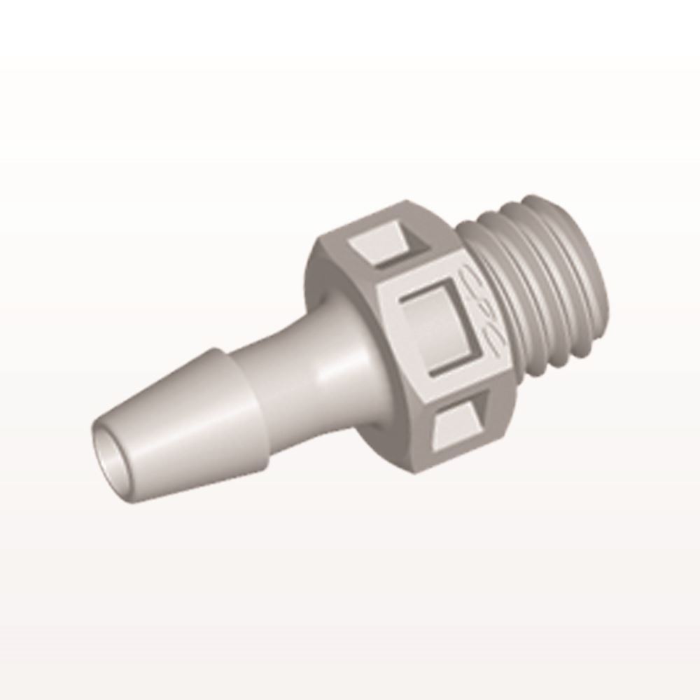 Threaded Connector, Barbed, Natural, 100/Bag