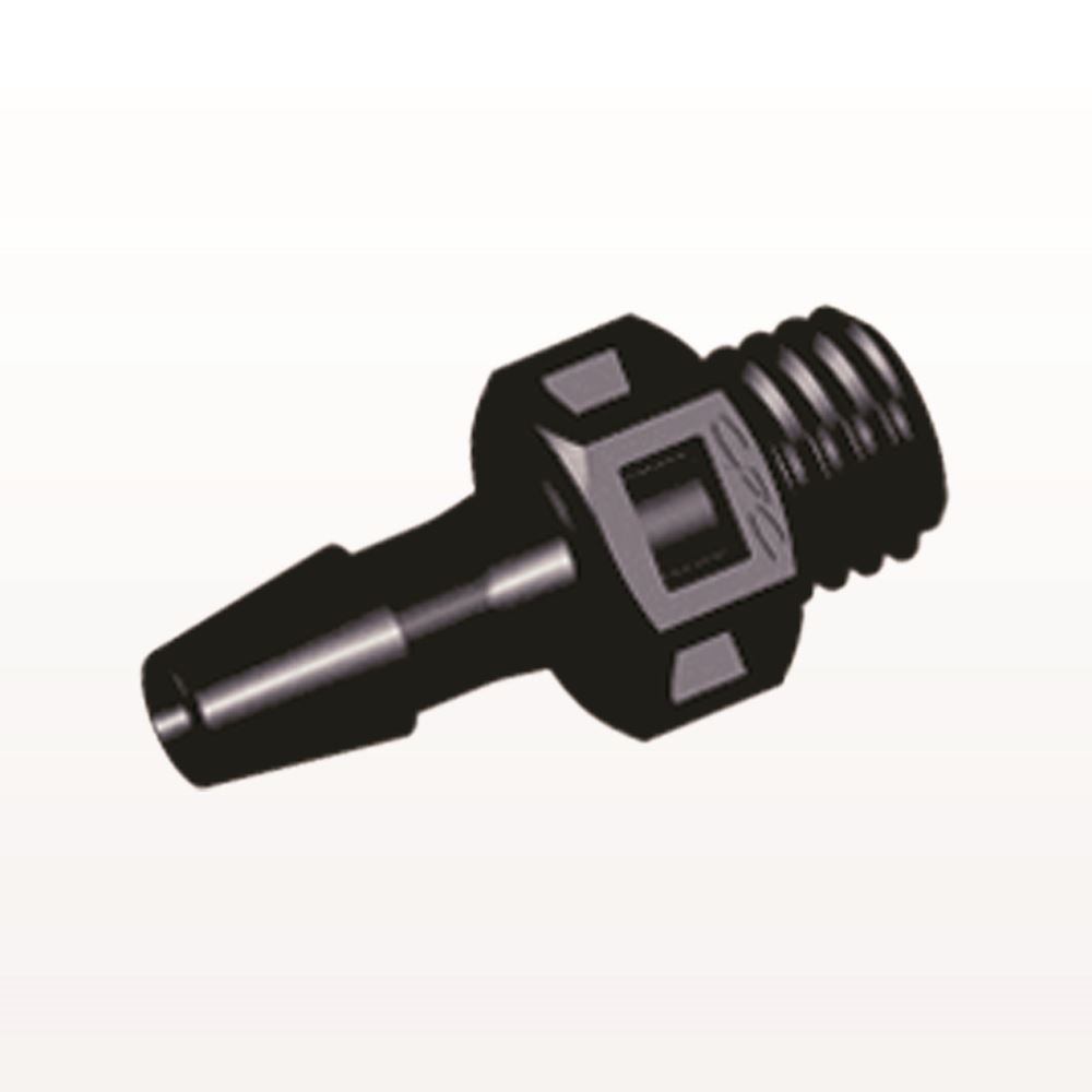 Threaded Connector, Barbed, Black, 100/Bag
