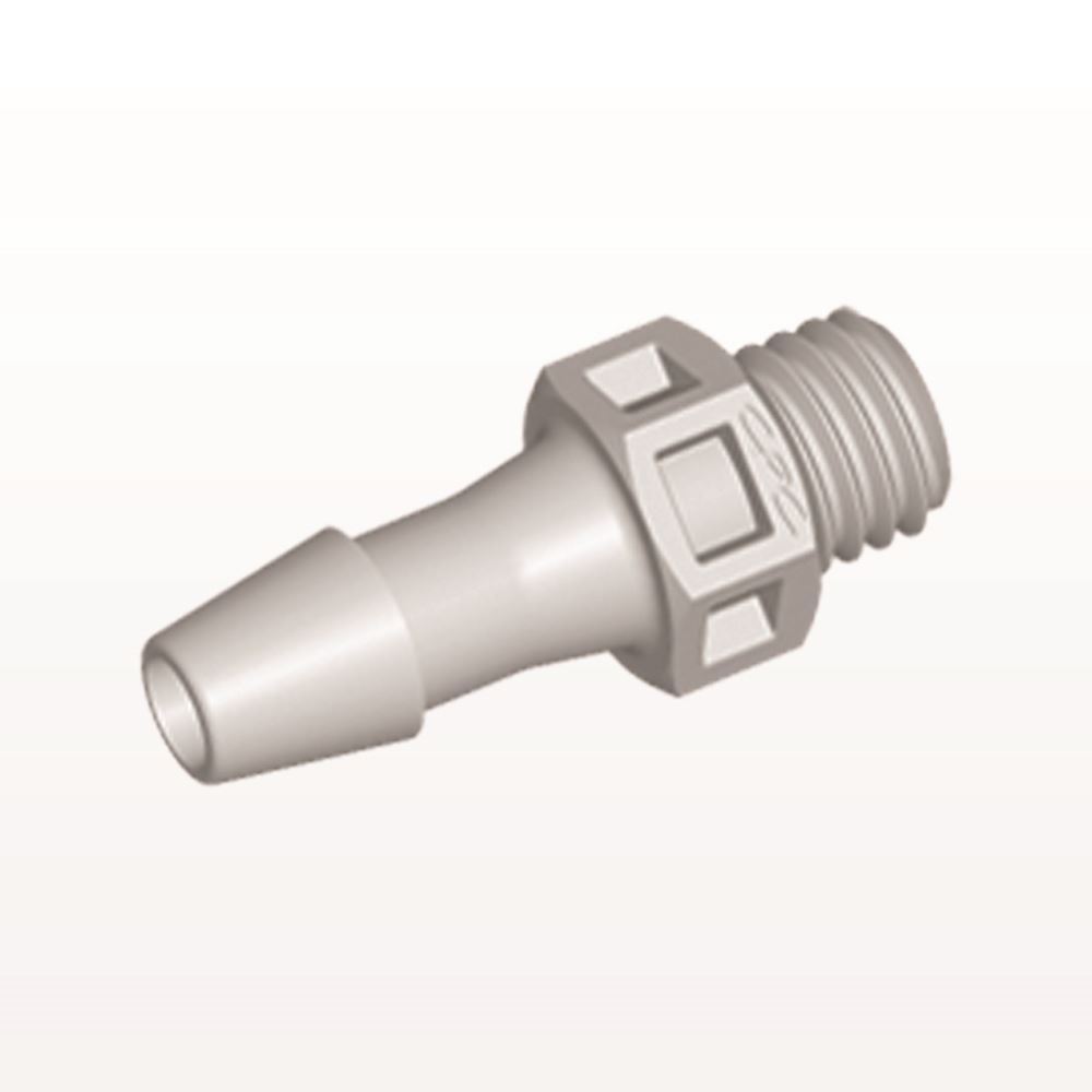 Threaded Connector, Barbed, Natural, 100/Bag