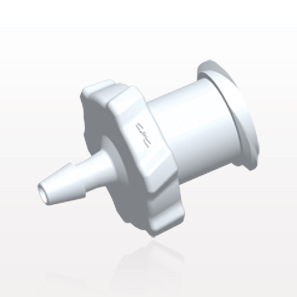 Female Luer Lock, Barbed, White, 100/Bag