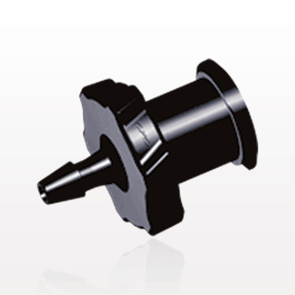 Female Luer Lock, Barbed, Black, 100/Bag