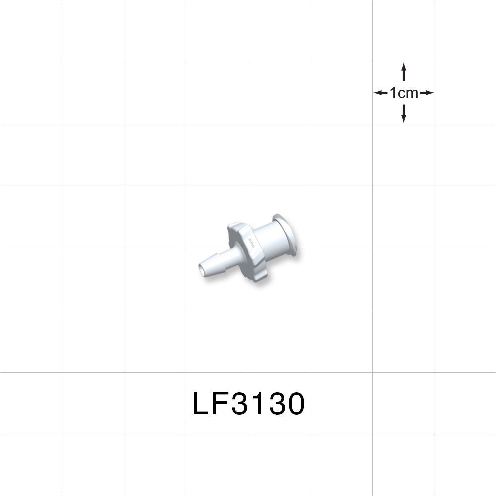 Female Luer Lock, Barbed, White, 100/Bag