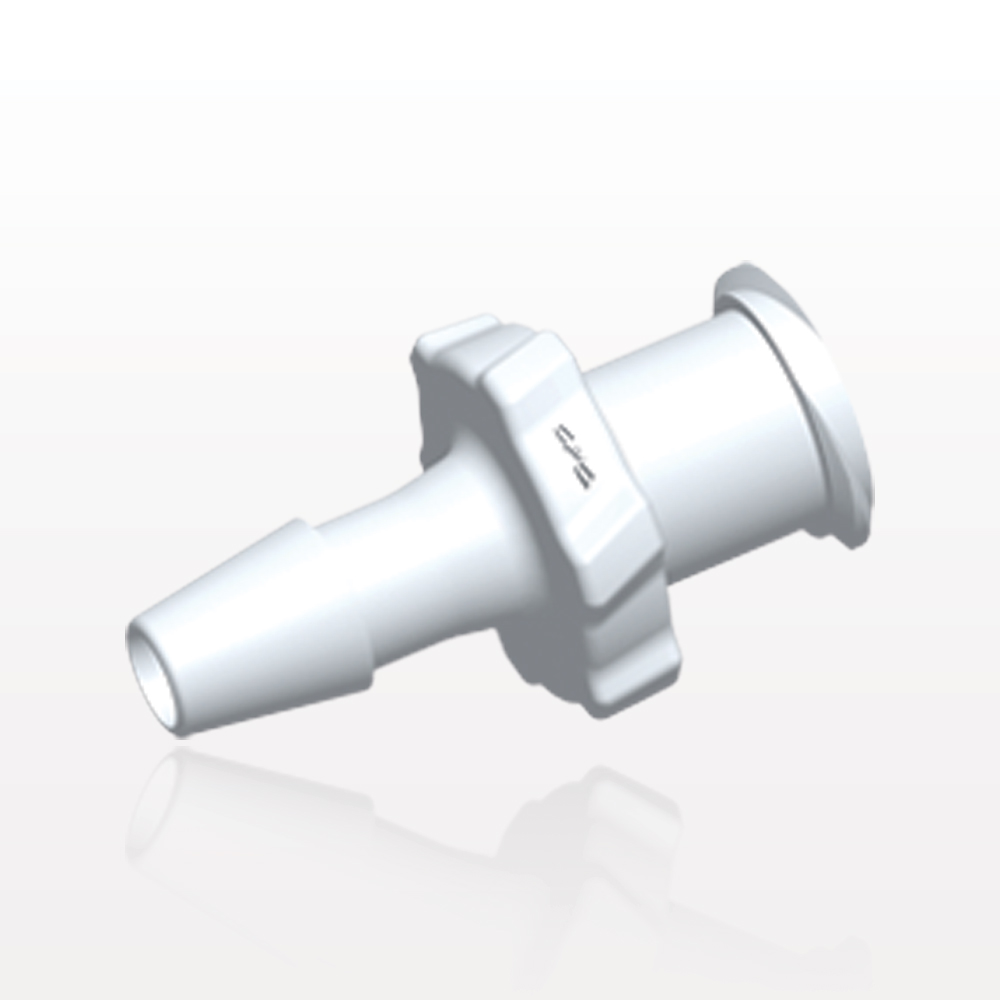 Female Luer Lock, Barbed, White, 100/Bag