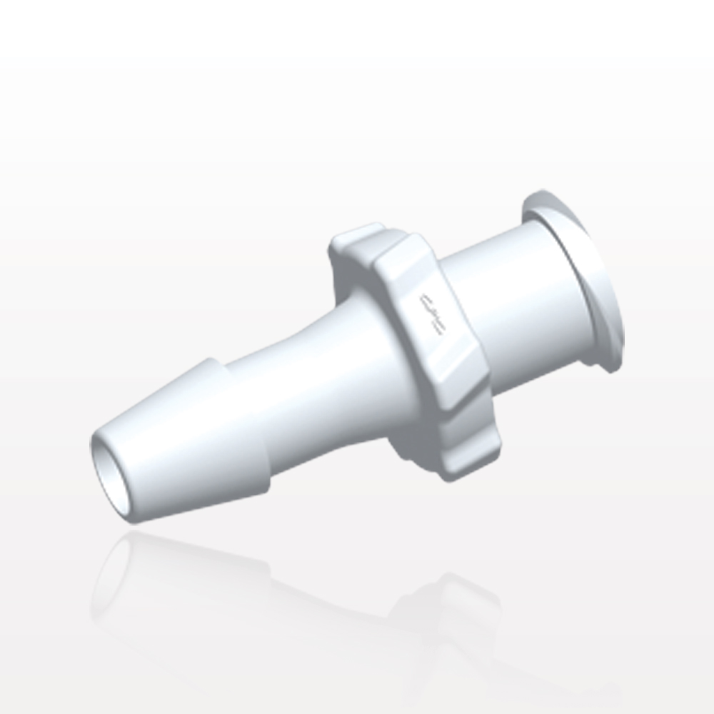 Female Luer Lock, Barbed, White, 100/Bag