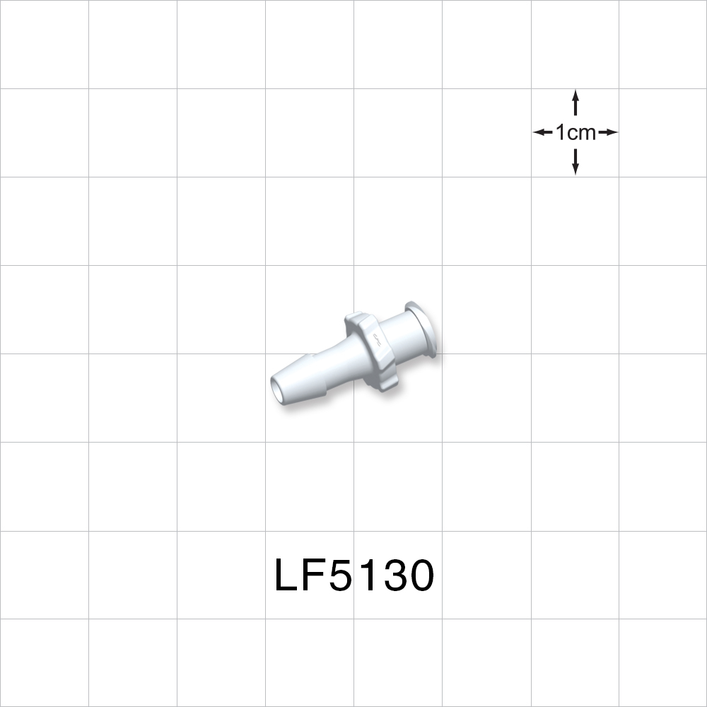 Female Luer Lock, Barbed, White, 100/Bag