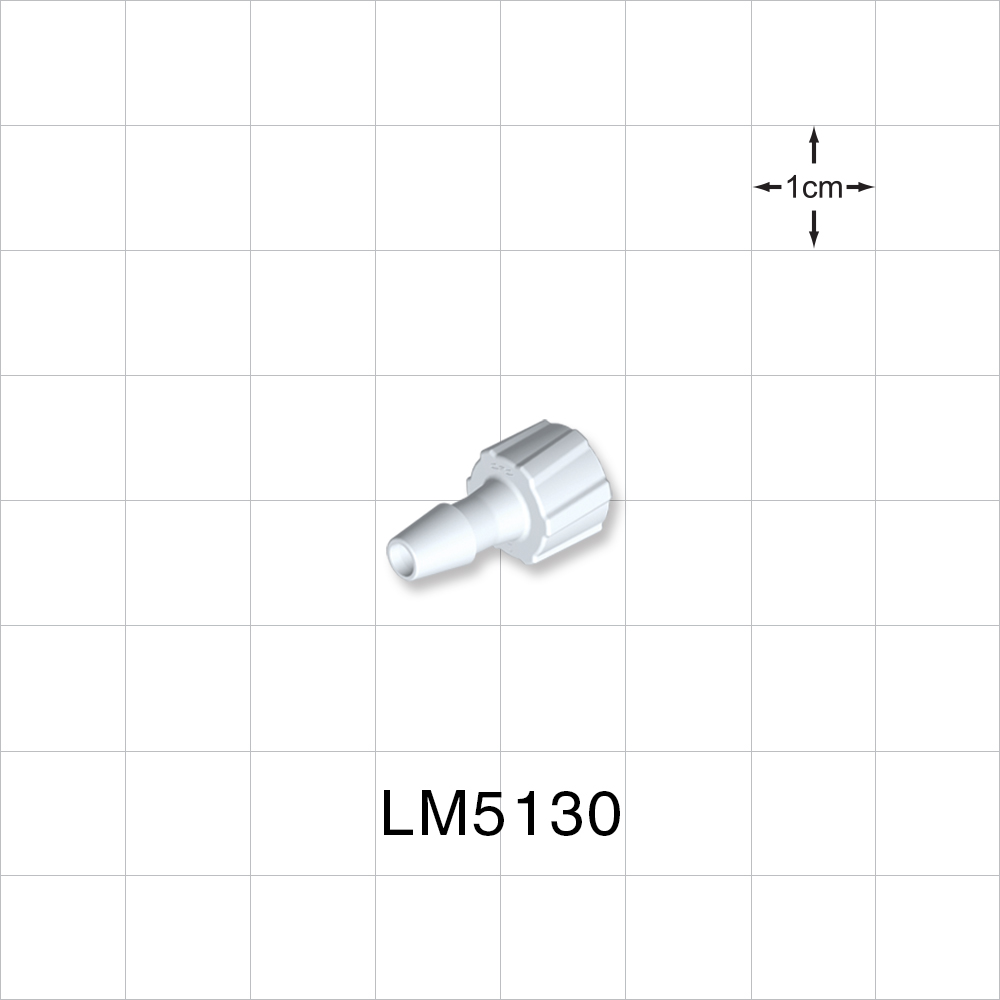 Male Luer Lock, Barbed, White, 100/Bag
