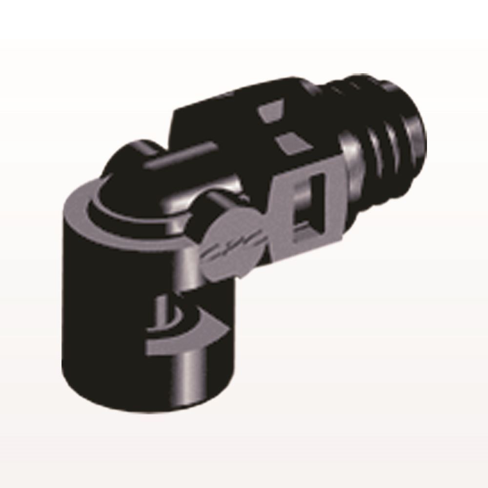 Threaded Elbow Connector, Barbed, Black, 100/Bag