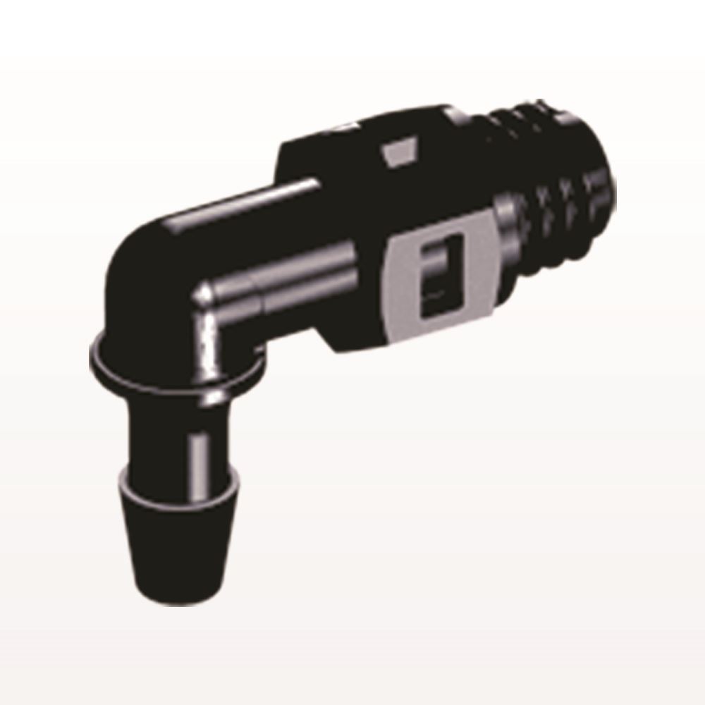 Threaded Elbow Connector, Barbed, Black, 100/Bag