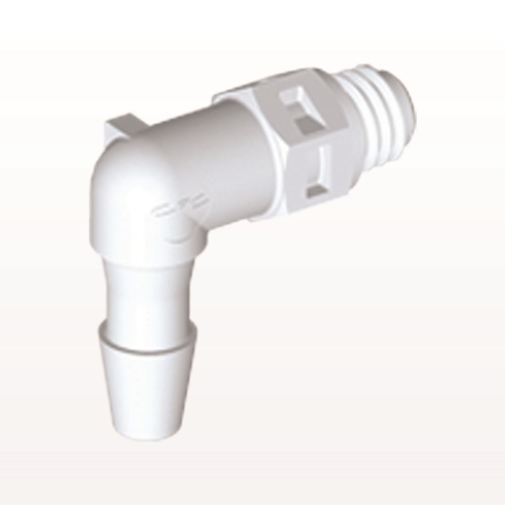 Threaded Elbow Connector, Barbed, White, 100/Bag