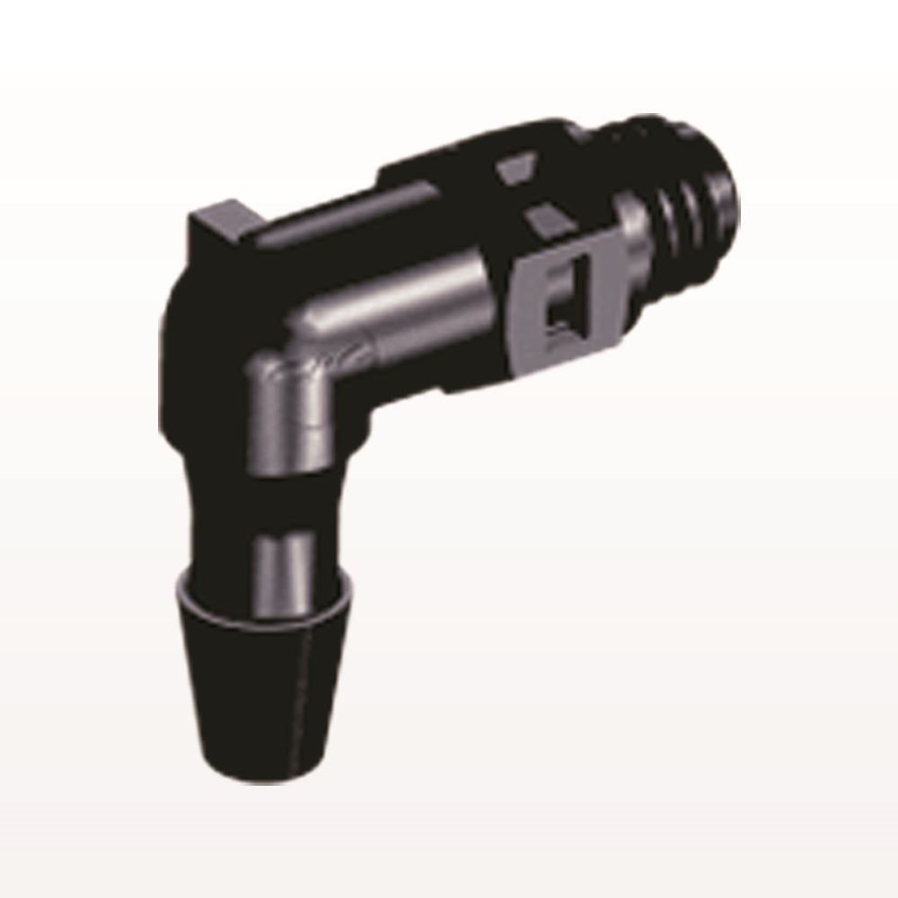 Threaded Elbow Connector, Barbed, Black, 100/Bag