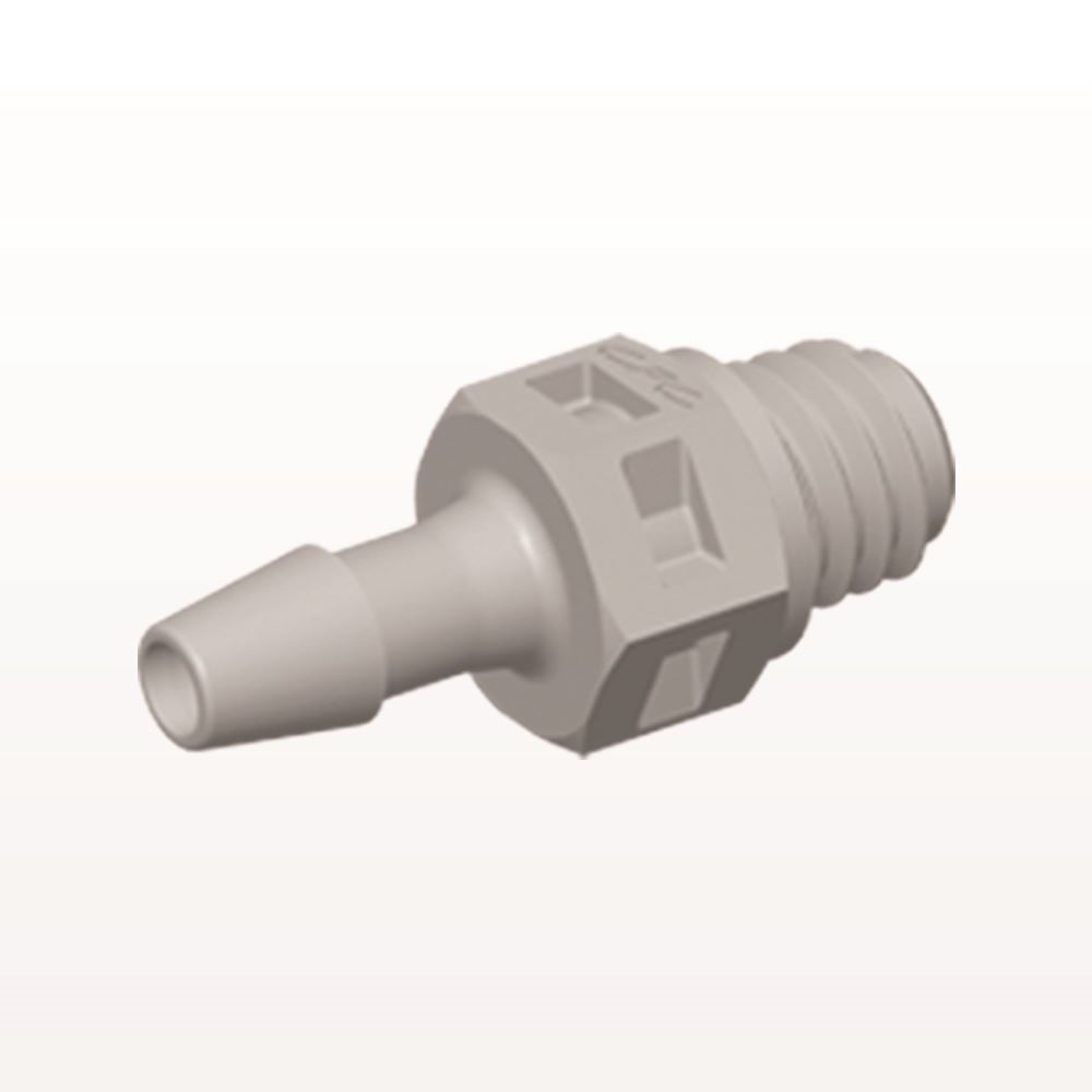 Threaded Connector, Barbed, Natural, 100/Bag