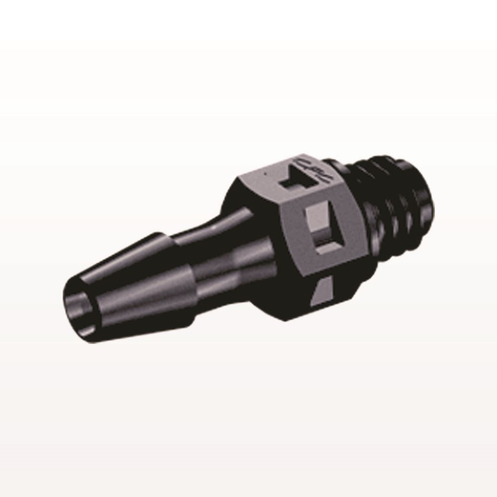 Threaded Connector, Barbed, Black, 100/Bag