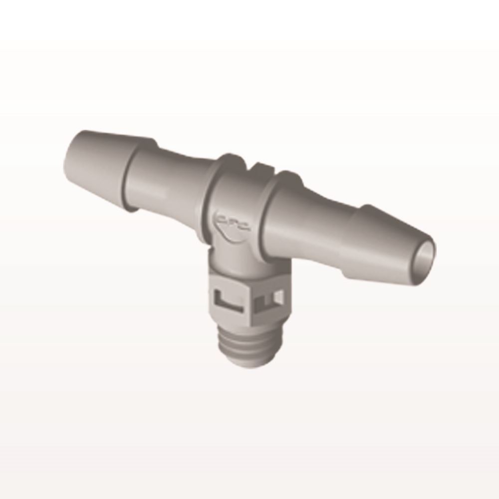 Threaded T Connector, Barbed, Natural, 100/Bag