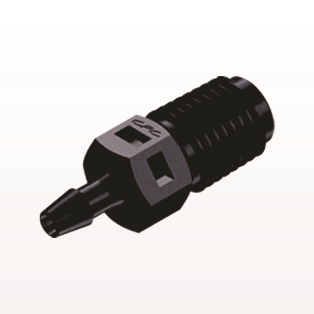 Threaded Connector, Barbed, Black, 100/Bag