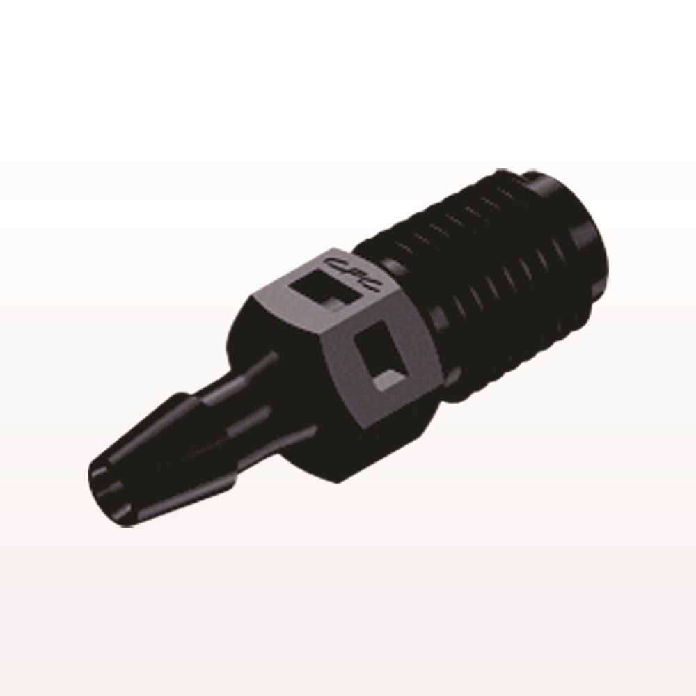 Threaded Connector, Barbed, Black, 100/Bag