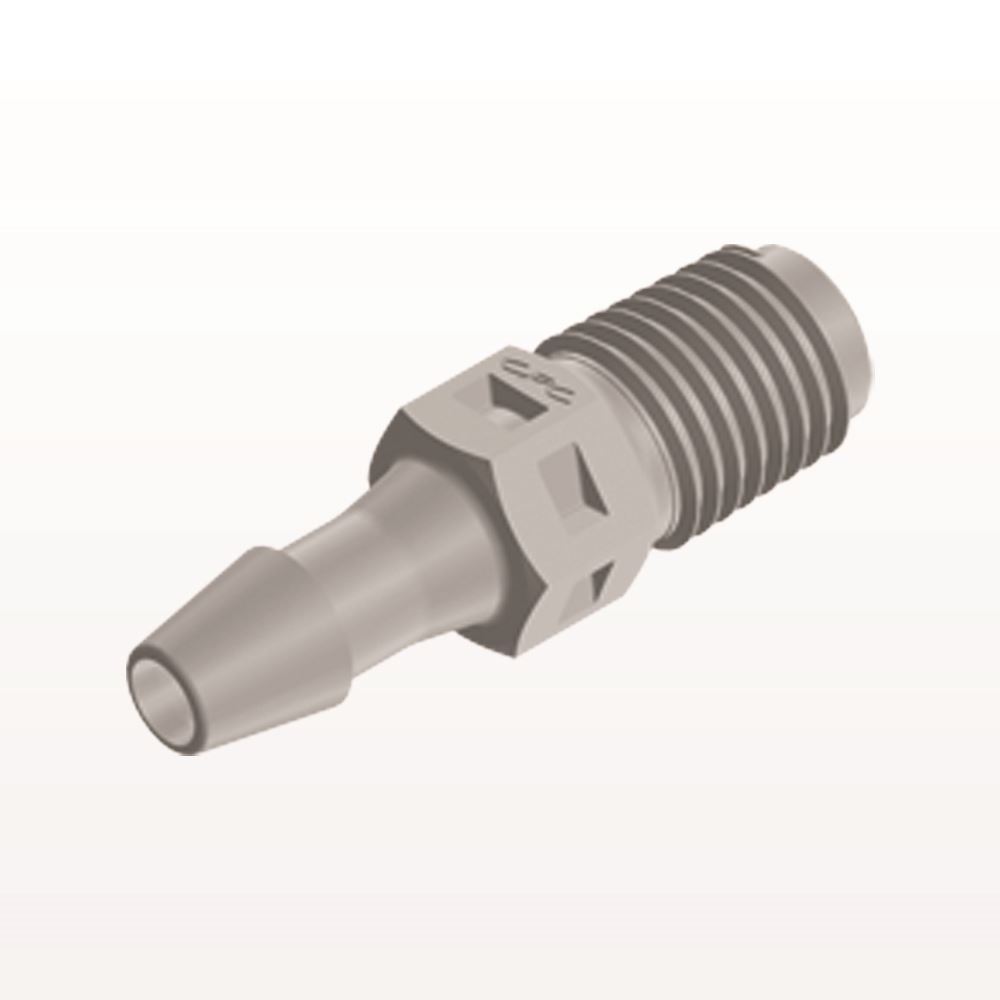 Threaded Connector, Barbed, Natural, 100/Bag
