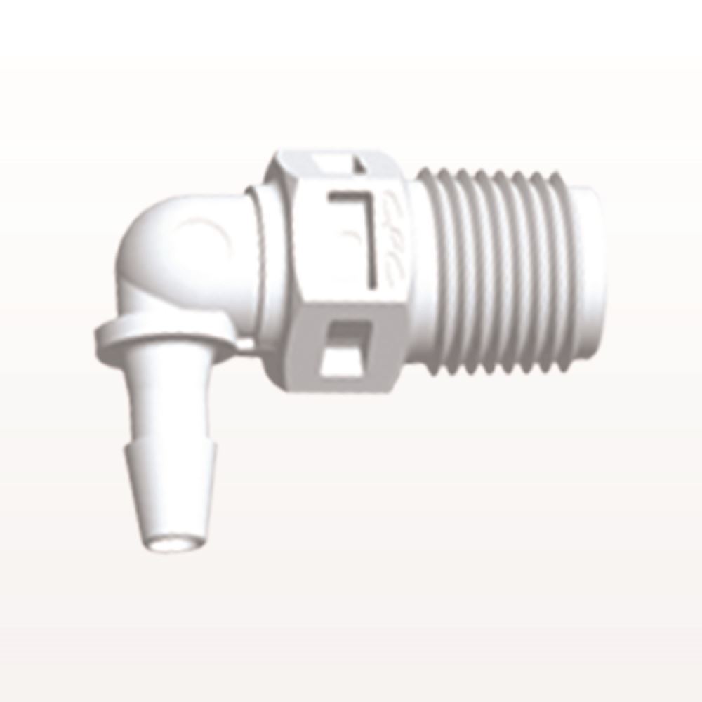 Threaded Elbow Connector, Barbed, White, 100/Bag