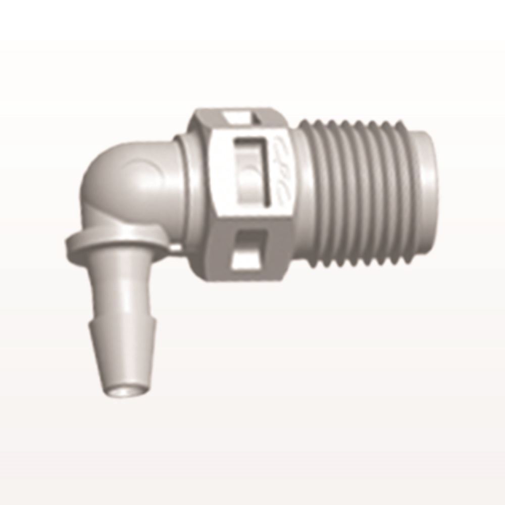 Threaded Elbow Connector, Barbed, Natural, 100/Bag