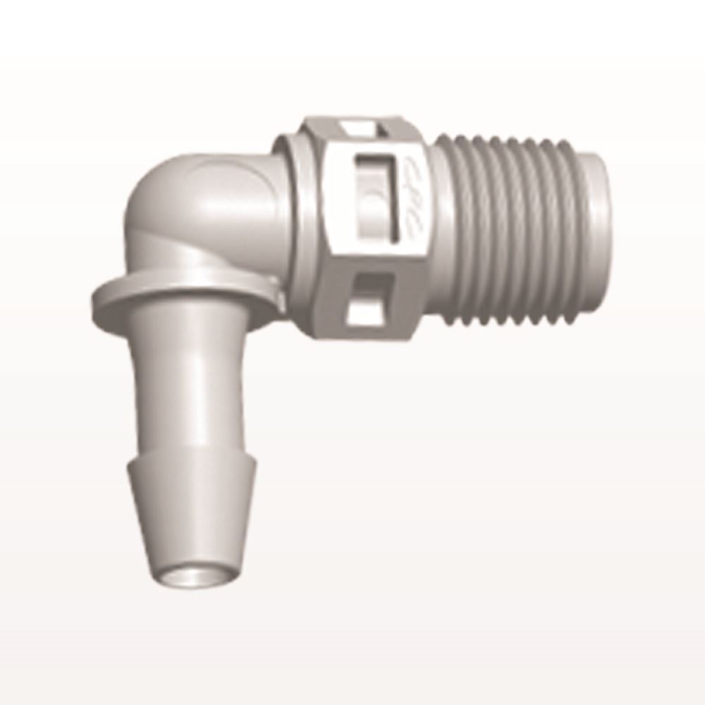 Threaded Elbow Connector, Barbed, Natural, 100/Bag