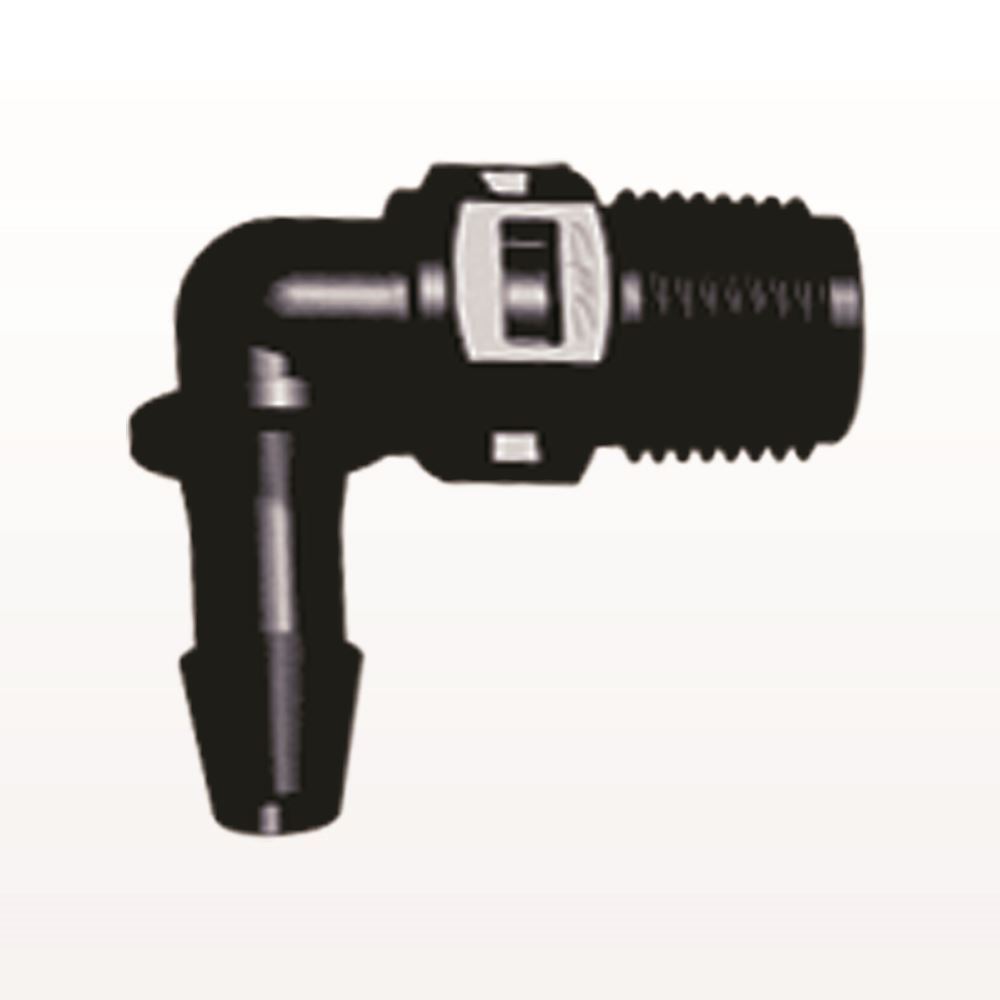 Threaded Elbow Connector, Barbed, Black, 100/Bag