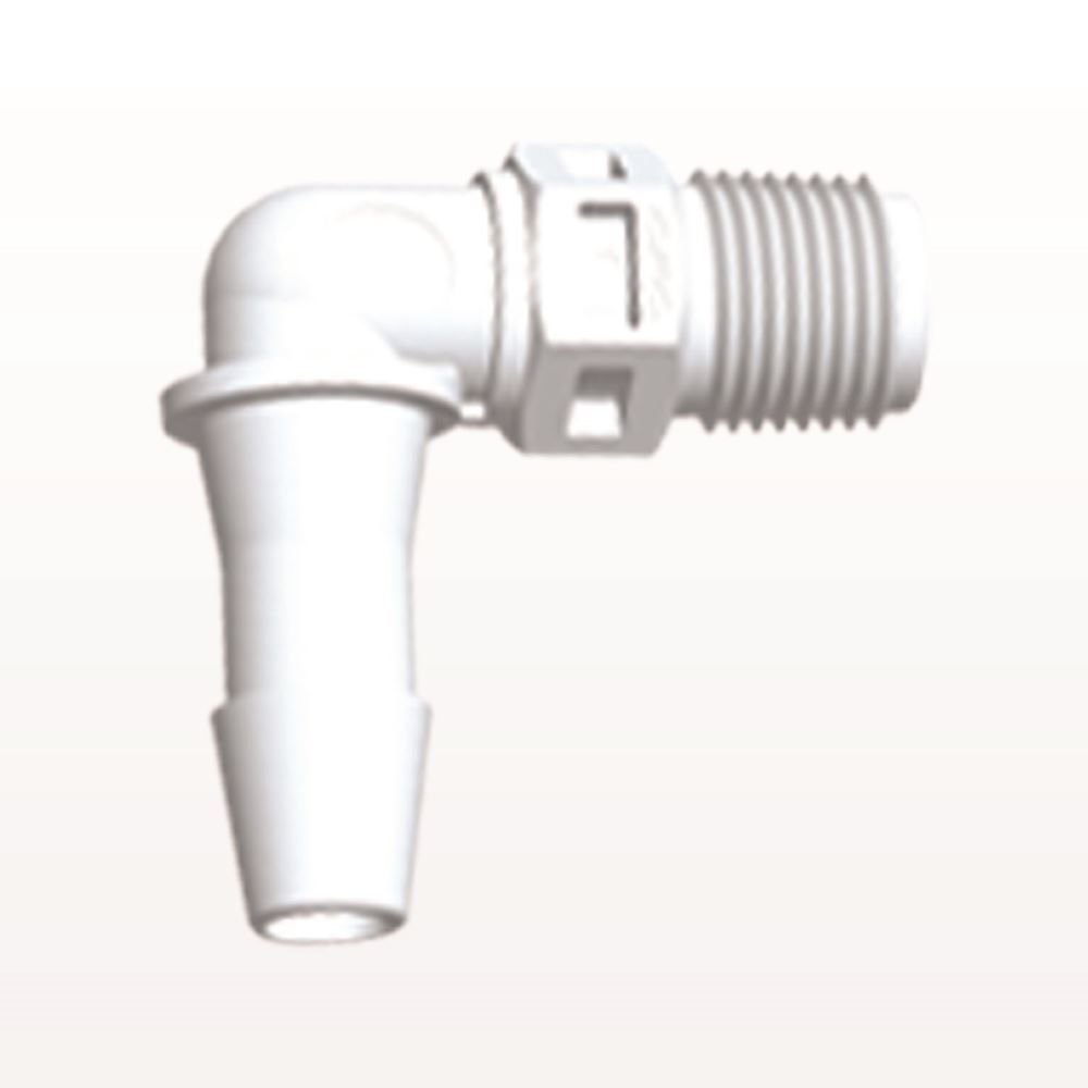 Elbow Connector, Barbed, White, 100/Bag