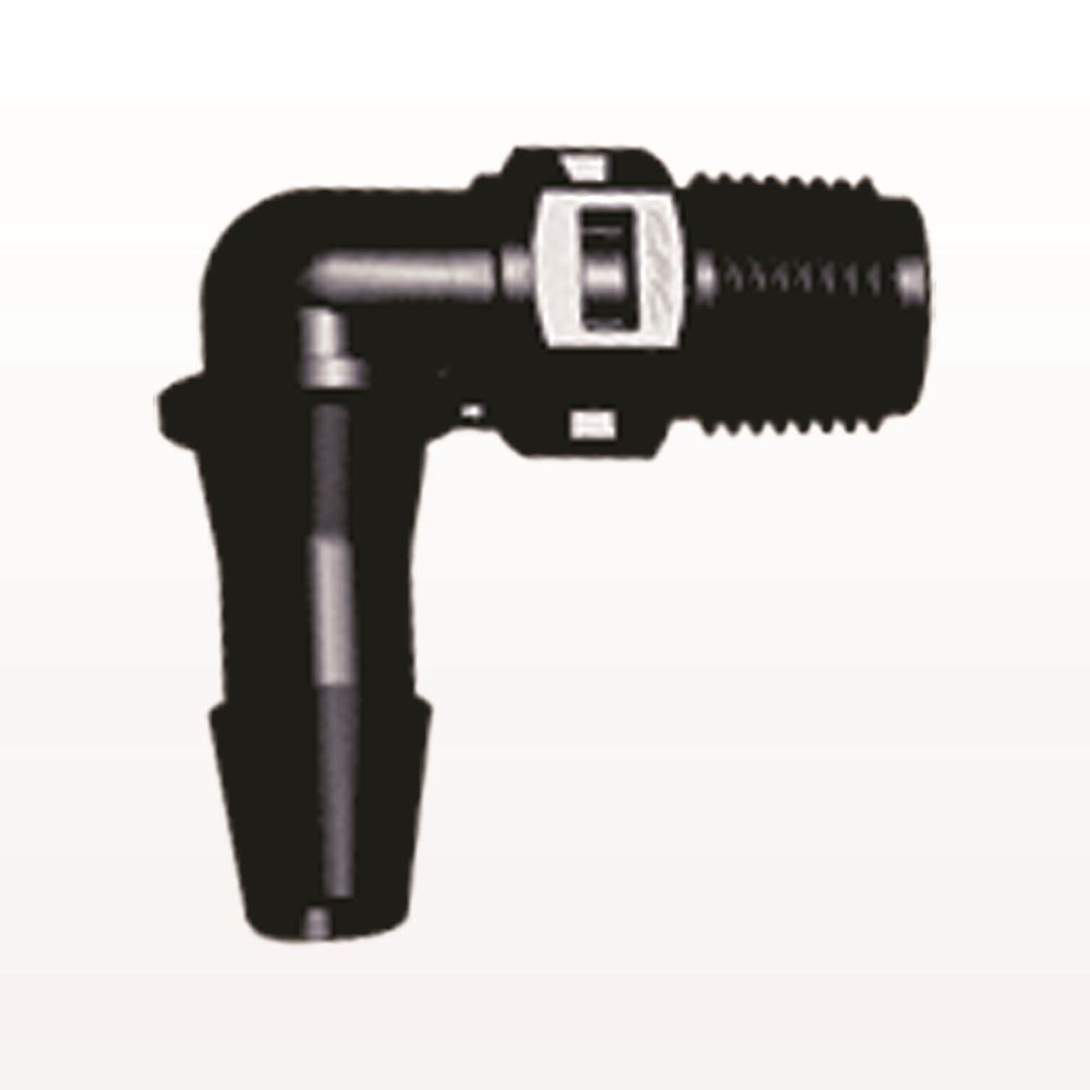 Elbow Connector, Barbed, Black. 100/Bag