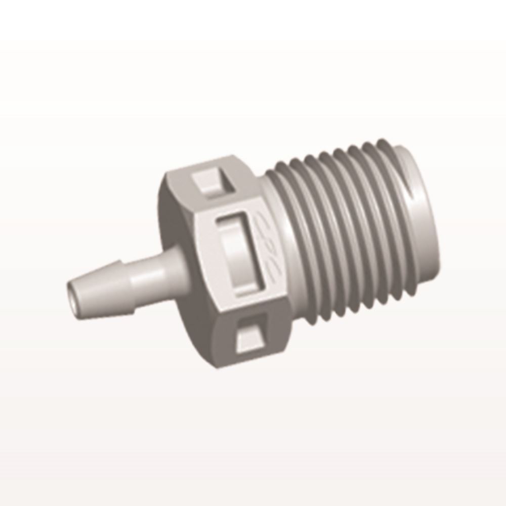 Threaded Connector, Barbed, Natural, 100/Bag