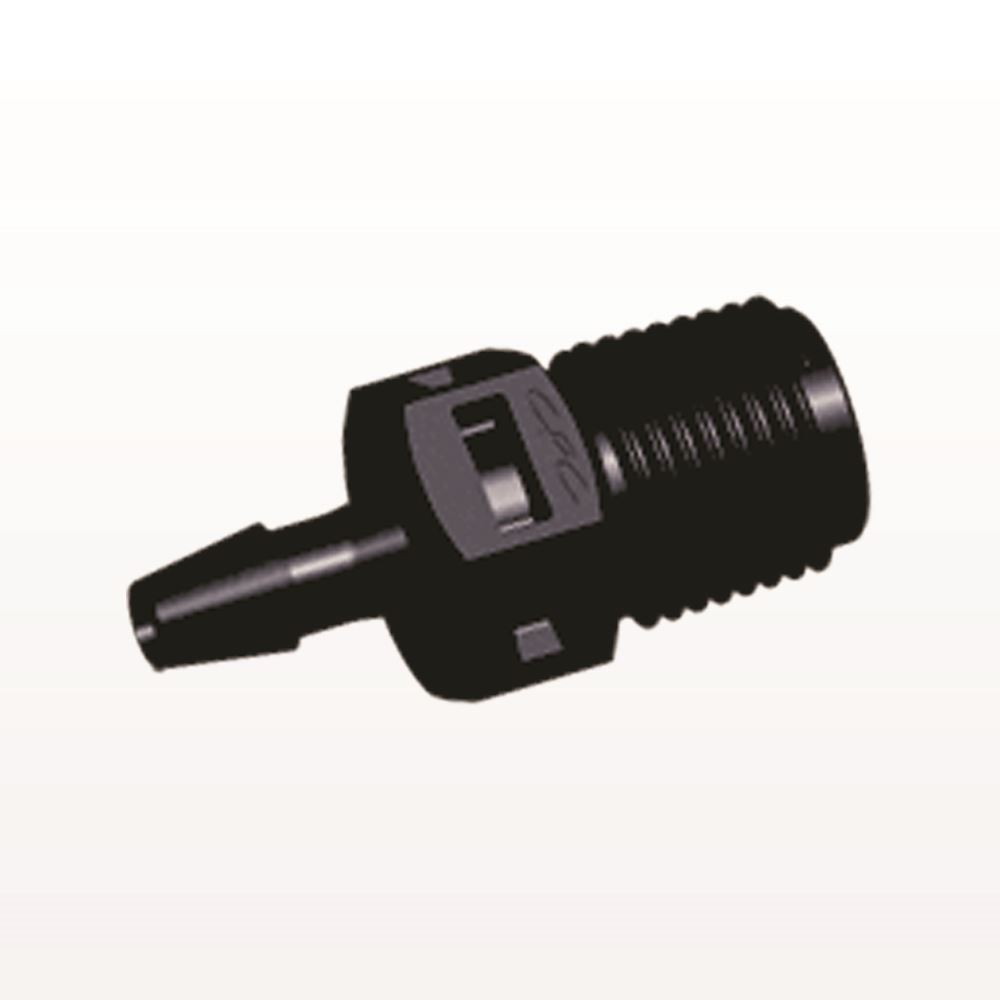 Threaded Connector, Barbed, Black, 100/Bag