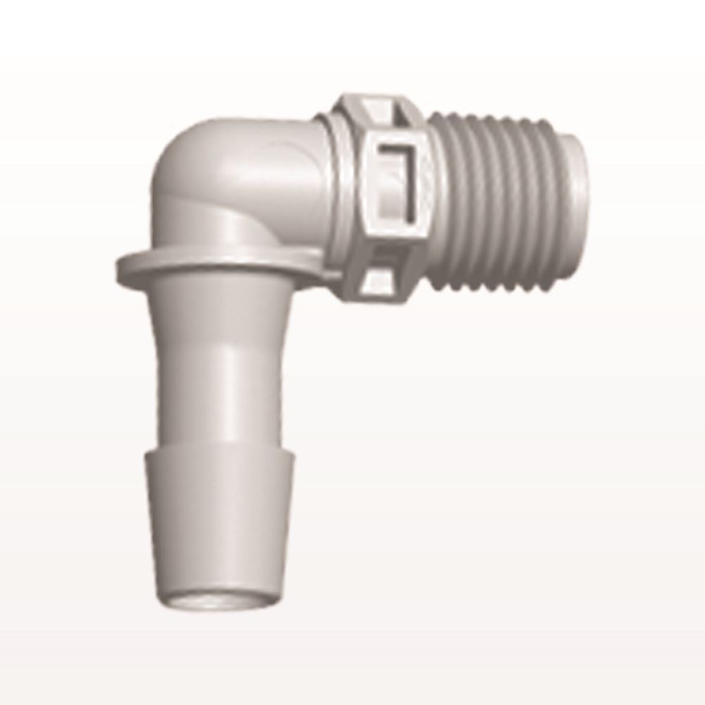 Threaded Elbow Connector, Barbed, Natural, 100/Bag