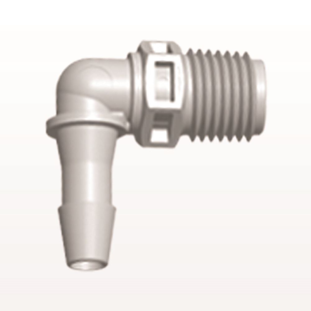Threaded Elbow Connector, Barbed, Natural, 100/Bag