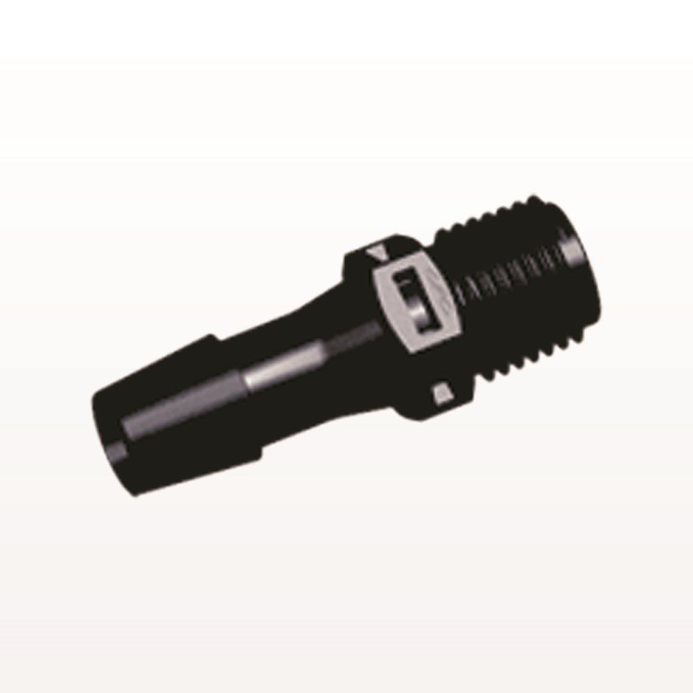 Threaded Connector, Barbed, Black, 100/Bag