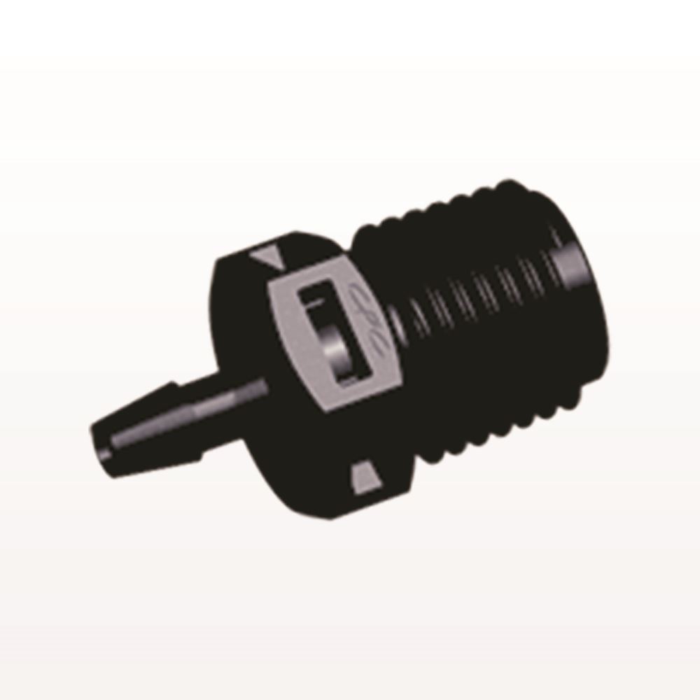 Threaded Connector, Barbed, Black, 100/Bag