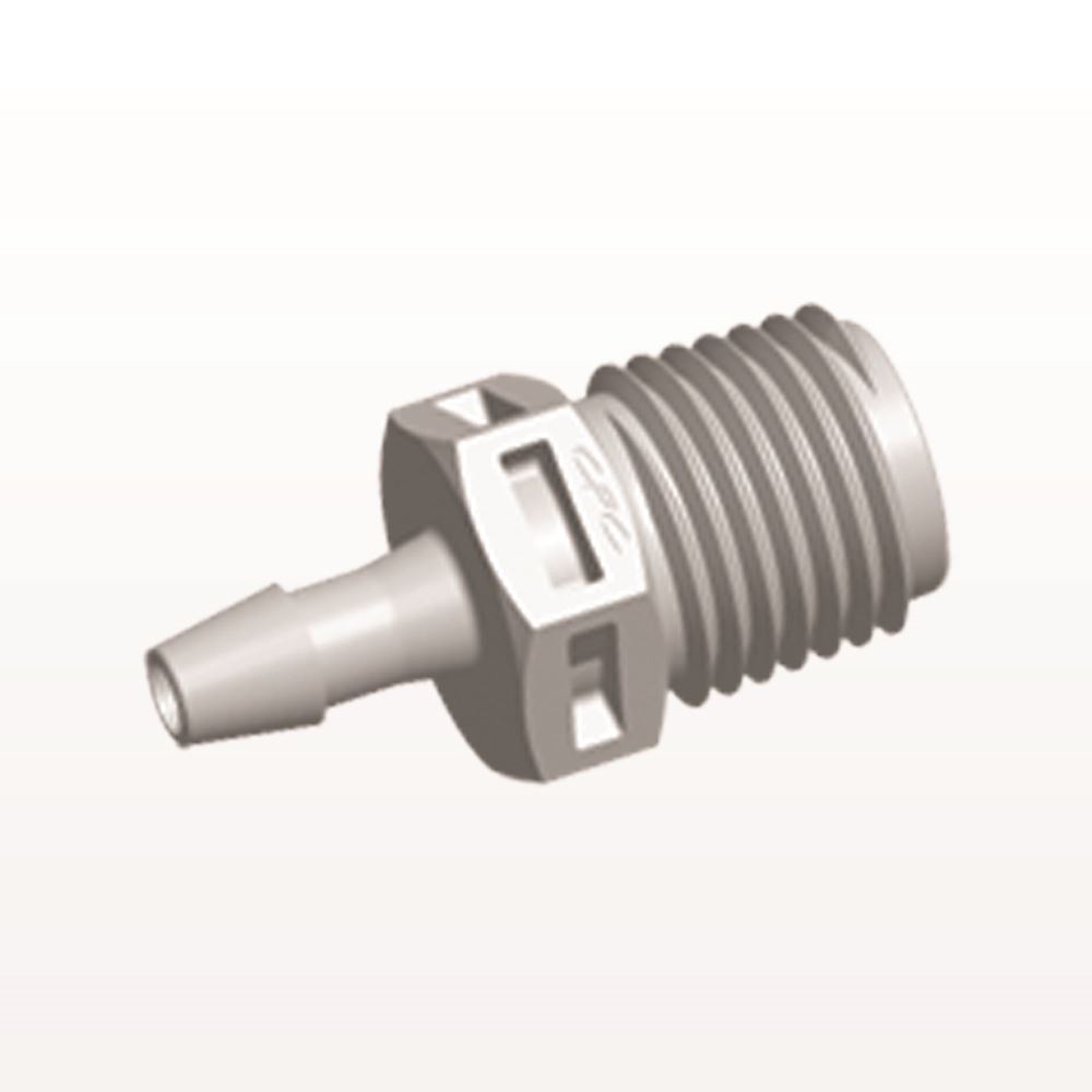 Threaded Connector, Barbed, Natural, 100/Bag