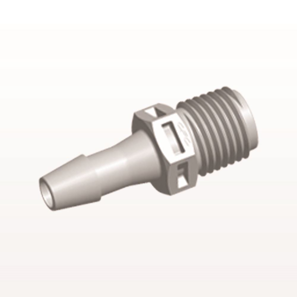 Threaded Connector, Barbed, Natural, 100/Bag