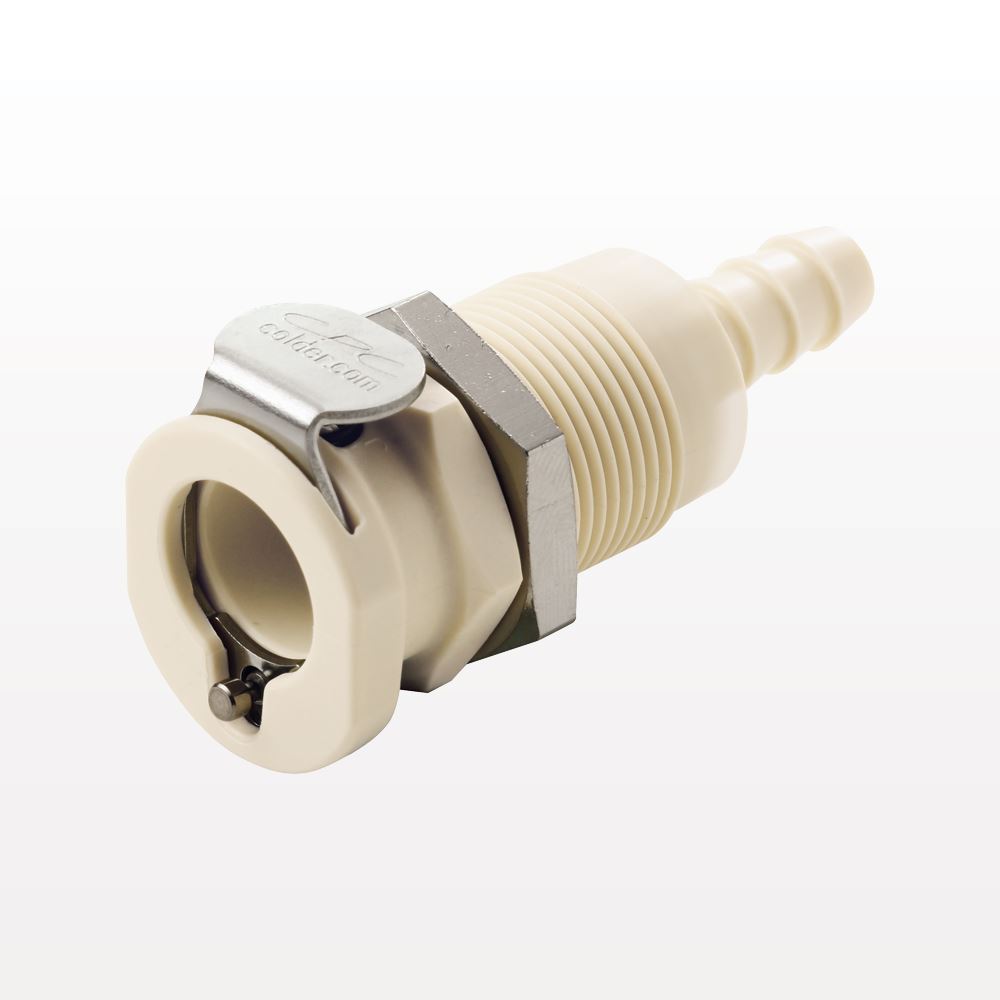 PLC12 Connector, Panel Mount Body, Non-Valved, Barbed