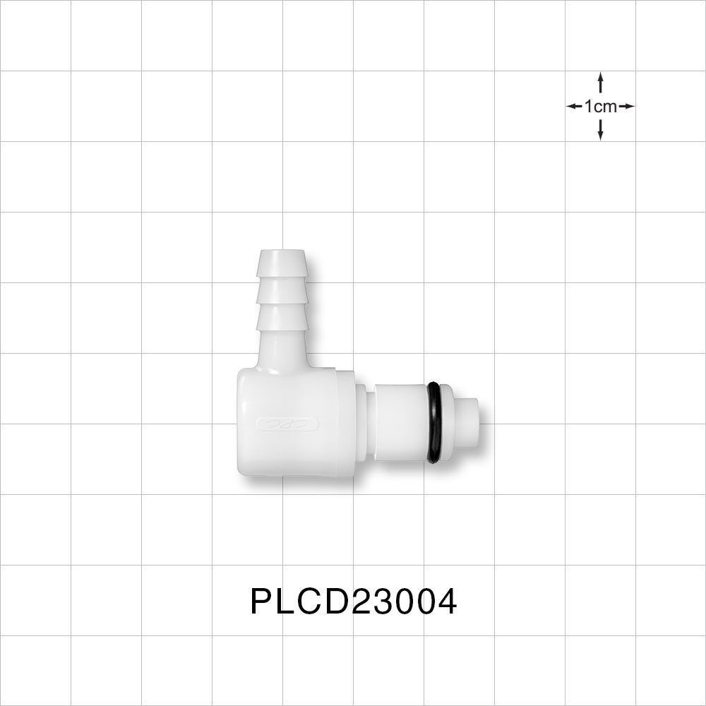 PLC Connector, Elbow Insert, Valved, Barbed