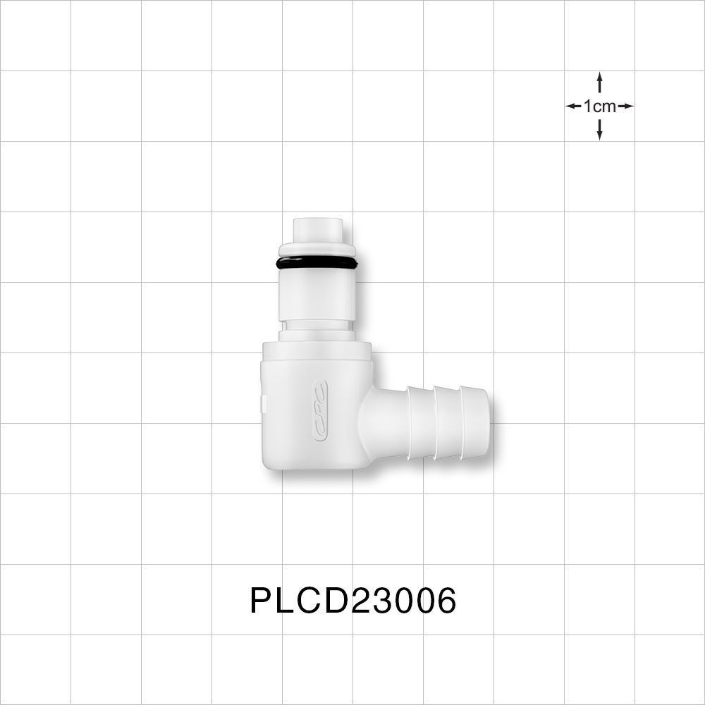 PLC Connector, Elbow Insert, Valved, Barbed