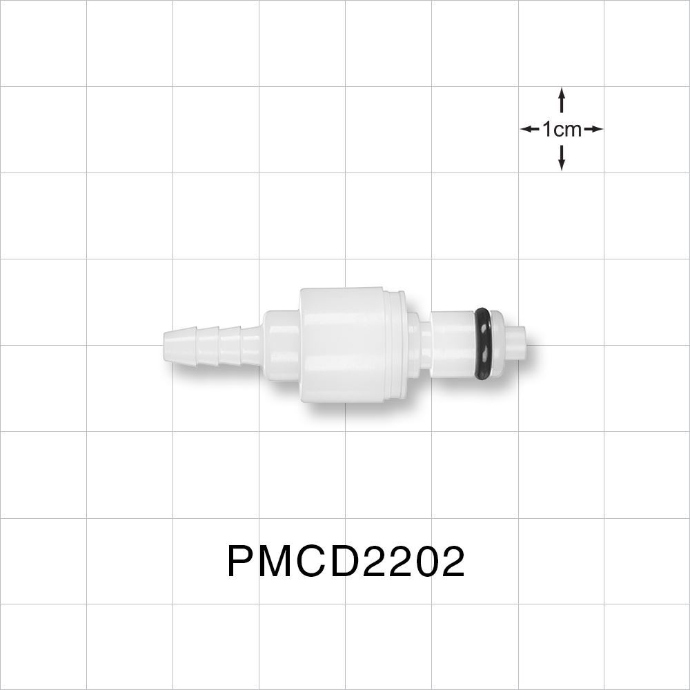 PMC Connector, Insert, Valved, Barbed