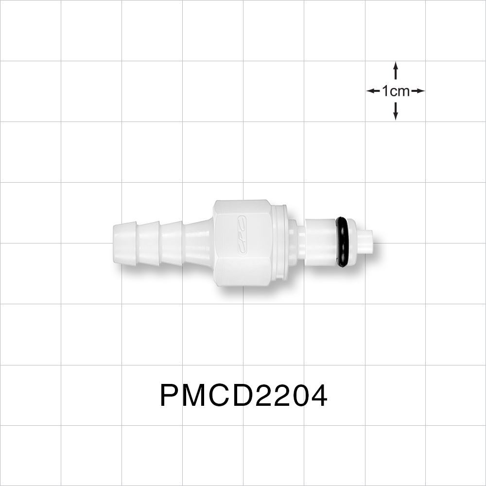 PMC Connector, Insert, Valved, Barbed
